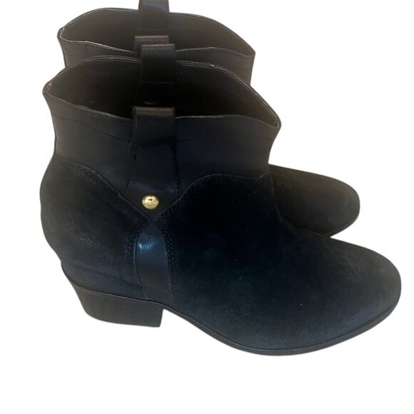 Ivanka Trump Black Leather & Suede Ankle Booties - Picture 6 of 16